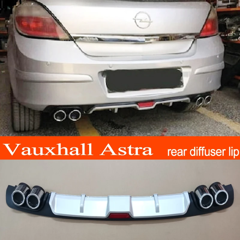 Vauxhall Astra H ABS Plastic Silver / Black Car Rear Bumper Rear Diffuser Spoiler Lip for Opel Vauxhall Astra H