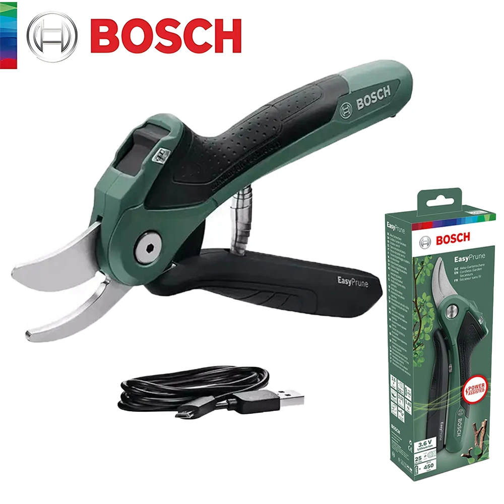 

Bosch Easyprune Electric Pruning Shears Home and Garden Cordless Secateurs 3.6V Gardening Plant Scissor Branch Pruner Power Tool