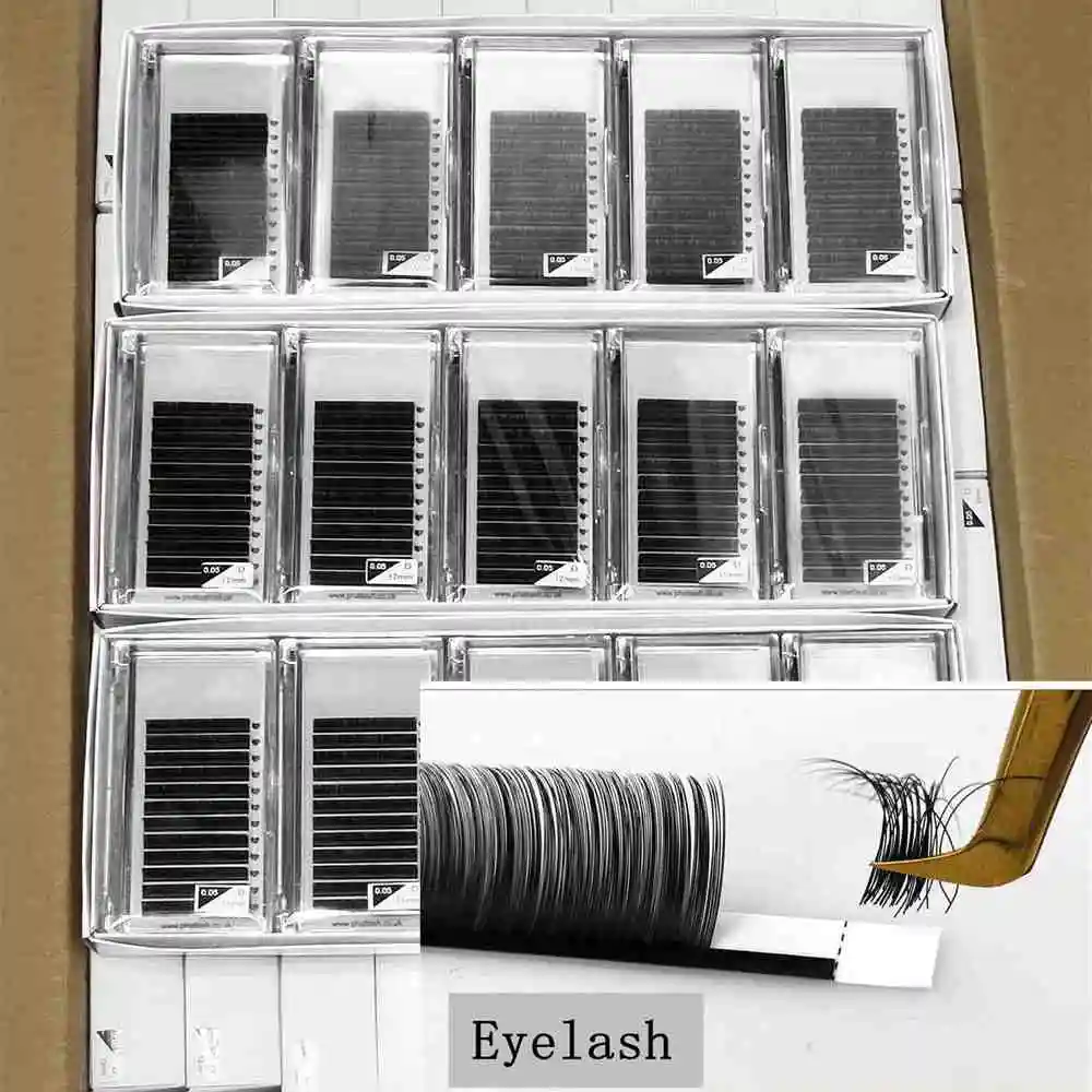 Wholesale 16 Lines Private Label Individual Eyelashes 0.05mm Super Soft 8-25mm Length Extension Volume False Lashes Factory