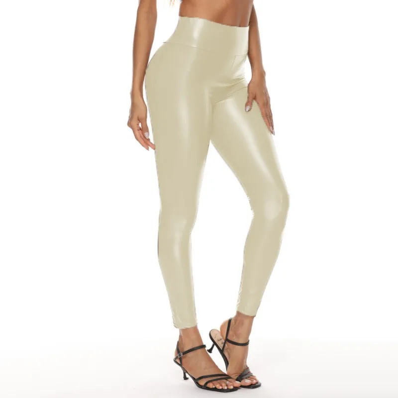 Pantalon en cuir multicolore pour femmes, pantalon en cuir taille haute pour femmes, pantalon sexy élastique à quatre côtés pour femmes