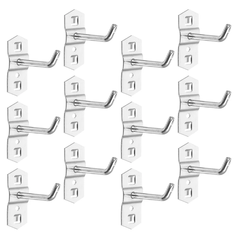 12 Pcs Tools Metal Pegboard Hooks for Hanging Accessories Household Storage Silver