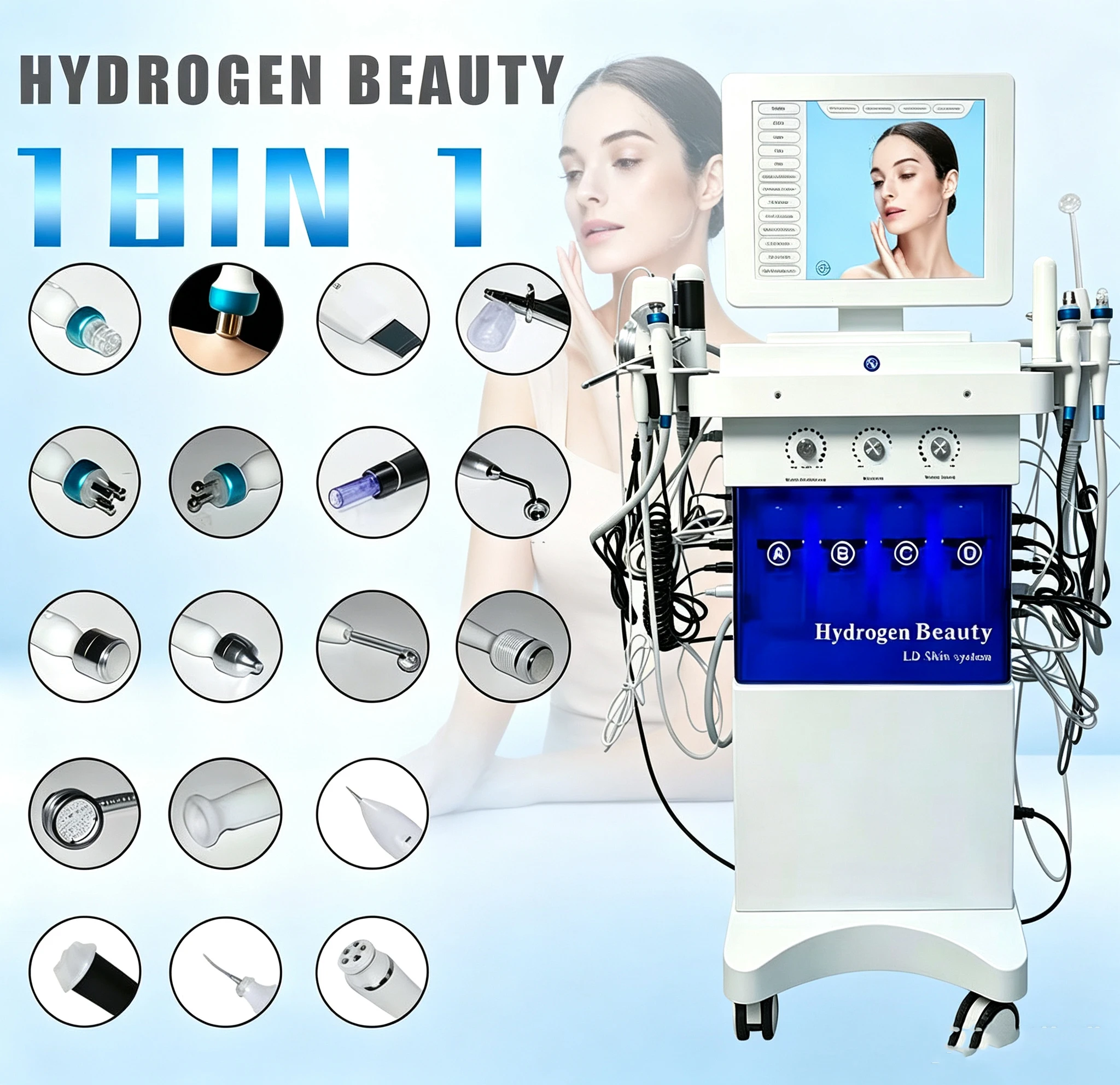 18 in 1 Skin Management Comprehensive Device with Large Bubbles for Deep Cleaning, Hydrating, Moisturizing, Whitening, and Multi