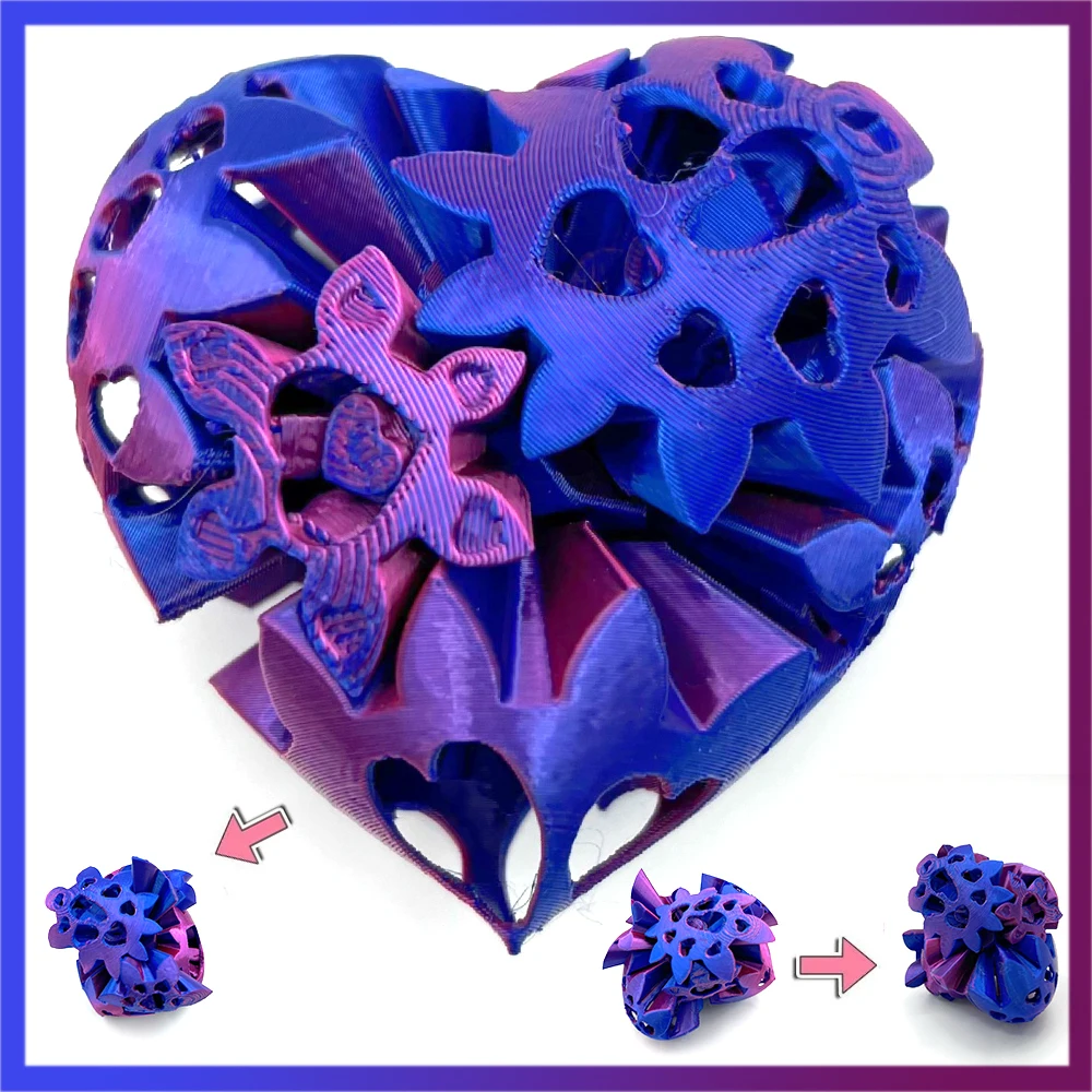 

3D Printed Heart Shaped Gears Educational Toys Reorganized Decompression Relaxation Desktop Decorative Kids Novelty Toys Gifts