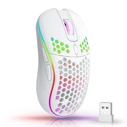 2.4G Wireless Gaming Mouse RGB Lighting Charging Mouse with Adjustable DPI Ergonomic Honeycomb Design for Desktop Laptop