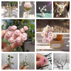 Play House Toy Clay Flower Cappuccino Rose Tulip Model Doll House Wedding Bouquet Party Decoration Mini Garden Diy Accessories