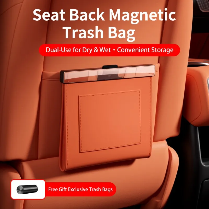 

Car Trash Bag for GMC YUKON TERRAIN ENVOY SIERRA ACADIA Seat Back Car Garbage Bin Leather Magnet Closure Design Waterproof