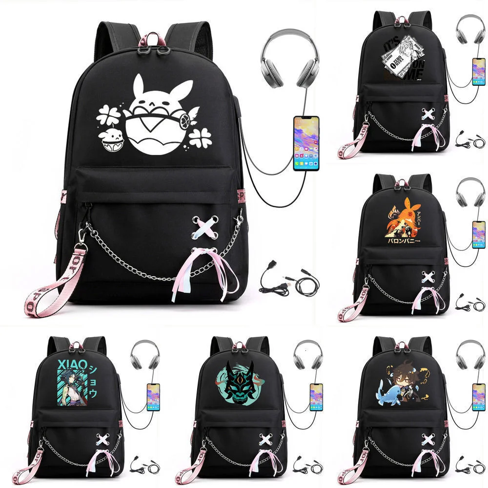 

Game Genshin Impact Xiao Backpack Boys Girls School Bag For Teenage Women Shoulder Travel Bags