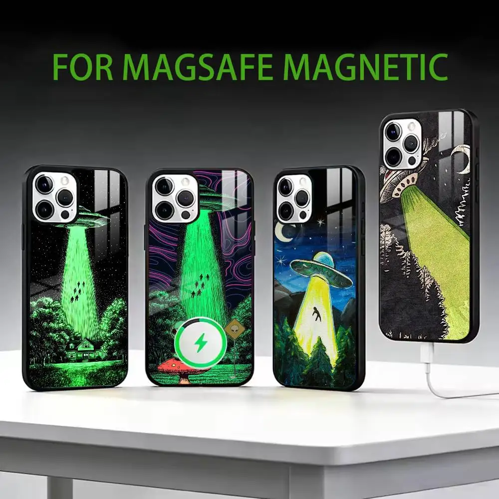 

UFO Alien t-Thing Phone Case For iPhone17,16,15,14,13,12,11 Plus,Pro Max Magnetic For Magsafe Wireless Charging