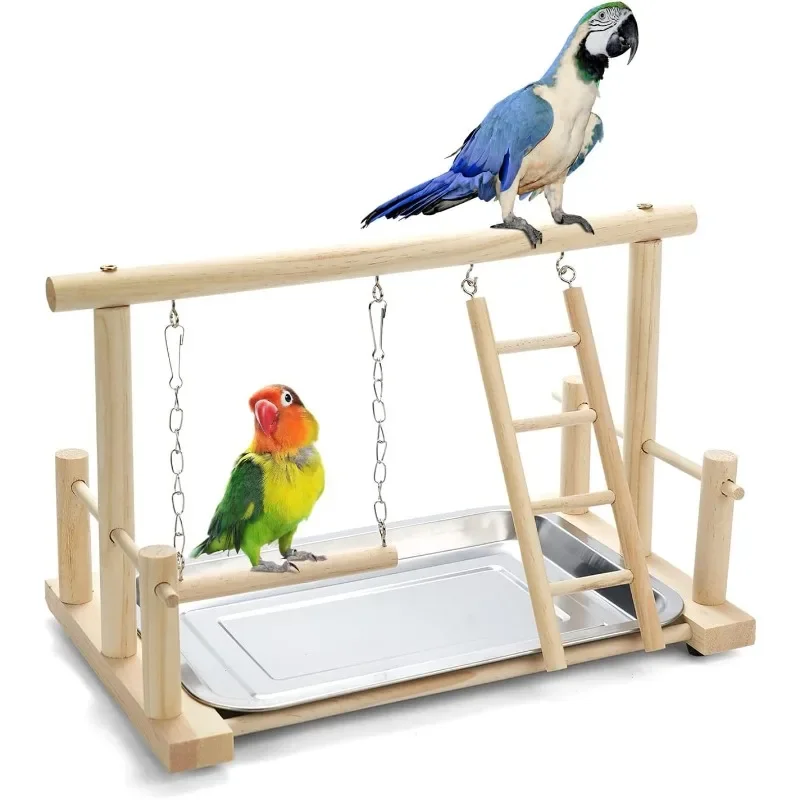 

Parrot Station Rack Birdcage Play Stands Bird Wooden Playground Swing And Ladder Toy Bird Toy Supplies