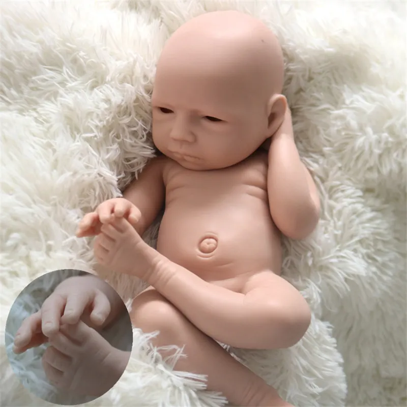 New 18inch 100% Full Body Silicone Baby Doll Kit Upainted Reborn Girl Doll Kits  Unfinished Soft Doll Kit Reborn DIY Toy Gifts