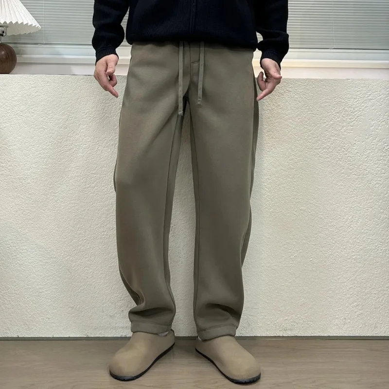 الخريف والشتاء السراويل الرجالية العصرية بلون السراويل عارضة فضفاضة سميكة مستقيمة الساق السراويل الرياضية متعددة الاستخدامات #6