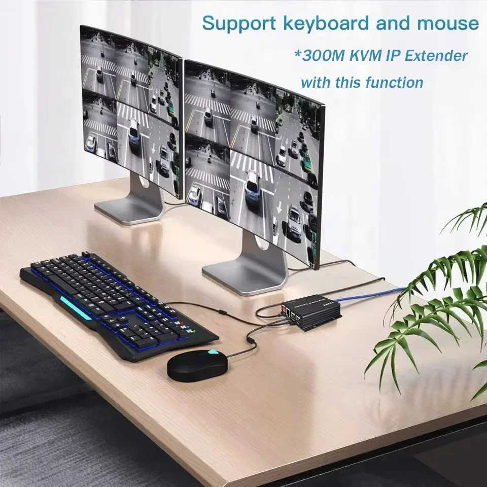 300M IP HDMI موسع عبر Rj45 cat5e/6 كابل HDMI USB KVM موسع جهاز ريسيفر استقبال وإرسال دعم واحد إلى العديد من عبر محول الشبكة
