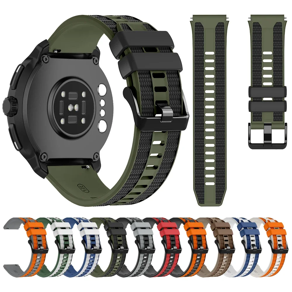 22 mm buntes Silikon + Nylon-Armband für Suunto Vertical 2/Run/RACE 2 S/Ocean Armband für Suunto 5 9 Peak Pro/Nautic S