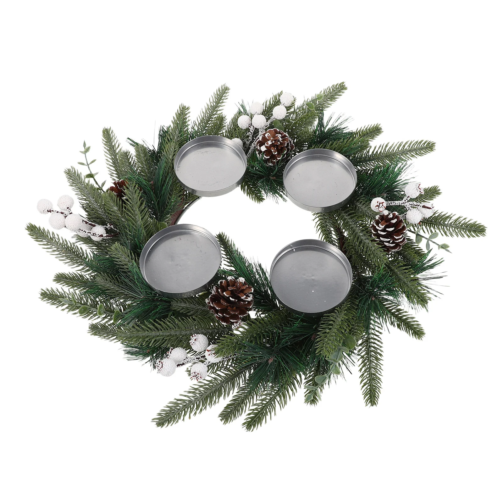 

Advent Wreath 15.72 Inch Artificial Pine Ring Berries Holiday Decor Centerpiece Christmas Ornament Holiday Wreaths
