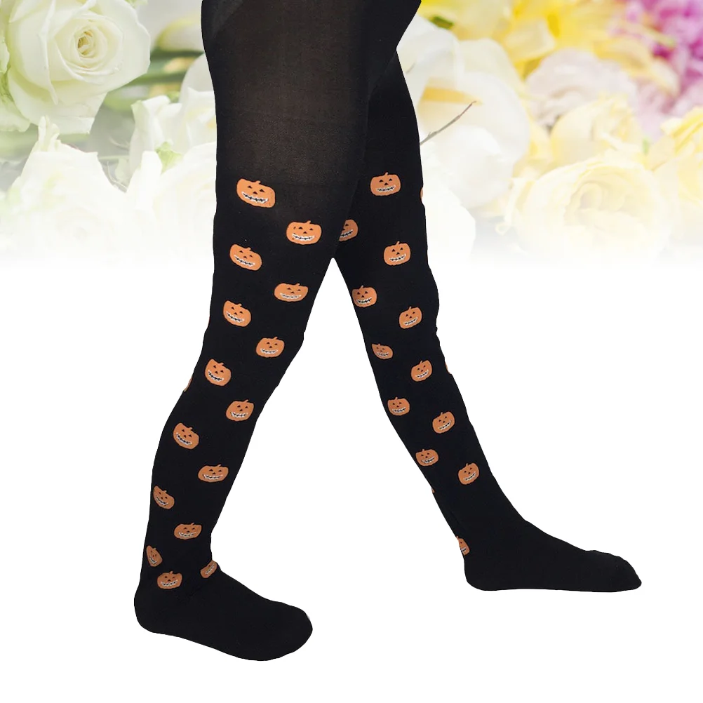 

Halloween Pumpkin Tights Pantyhose Stockings for Children (Black)