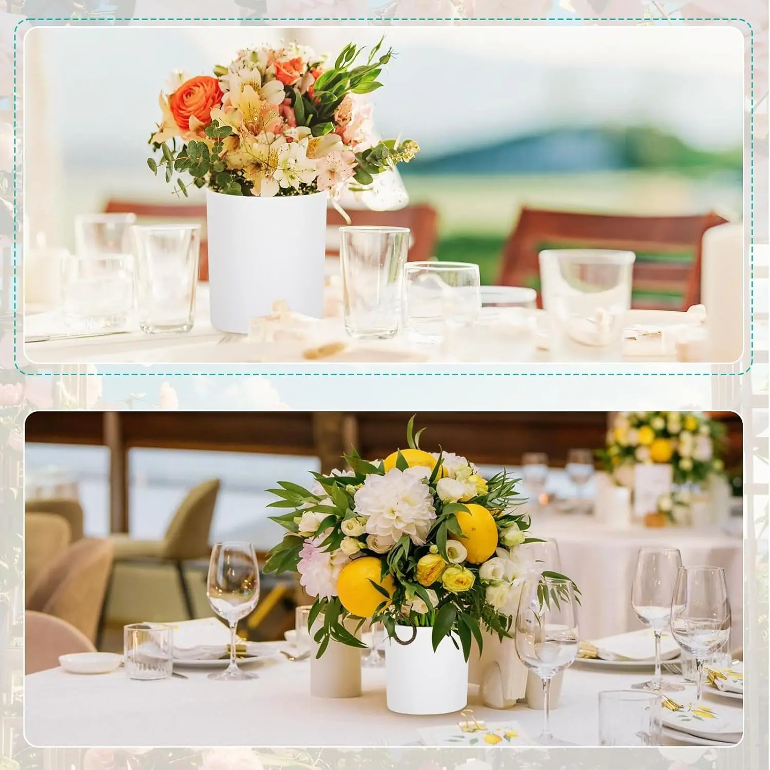 12 مجموعة من صناديق زراعة الأسطوانات البلاستيكية مقاس 4 × 4 بوصة لترتيبات صندوق زهور بلاستيكي مستدير أبيض مع رغوة قابلة للإزالة