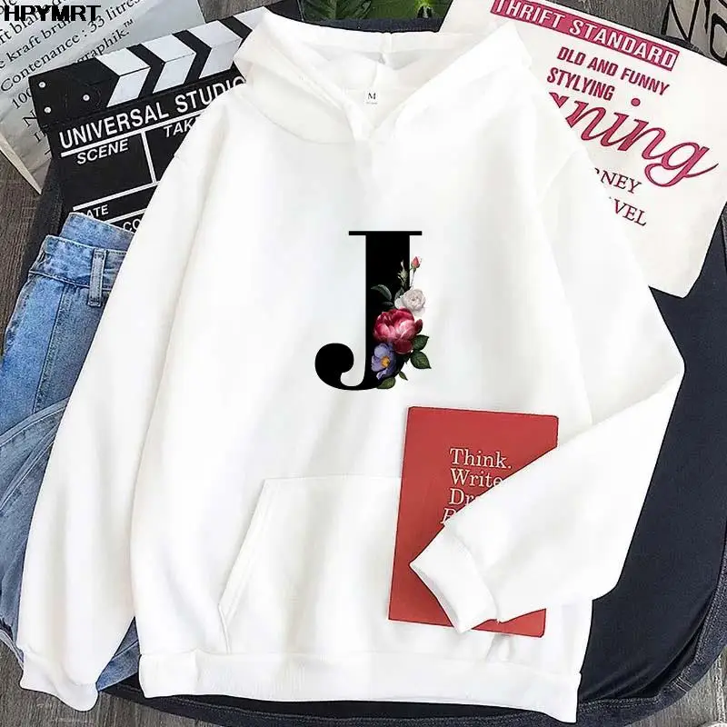 New Women Hoodies 26 English letters Printed Female Hoody Sweatshirt Streetwear Casual Tops Harajuku Hipster Hoodie pullover