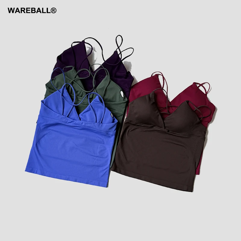 

Спортивный топ WAREBALL: женский топ для йоги с глубоким V-образным вырезом, с перекрученным передом, для тренировок, фитнеса, с тонкими бретелями, для бега и спорта