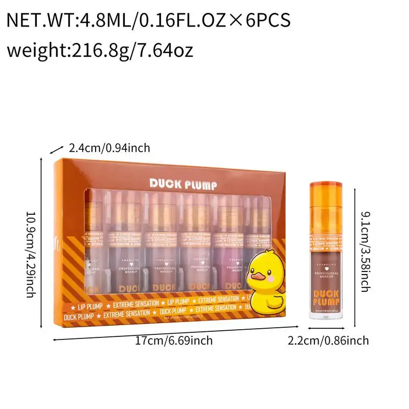 Plumping Lip Oil Set 6X Lip Care Oil Nourishing Lip Oil Lip Moisturizer for Dry Lip and Lip Care Make Lip Moisturizing