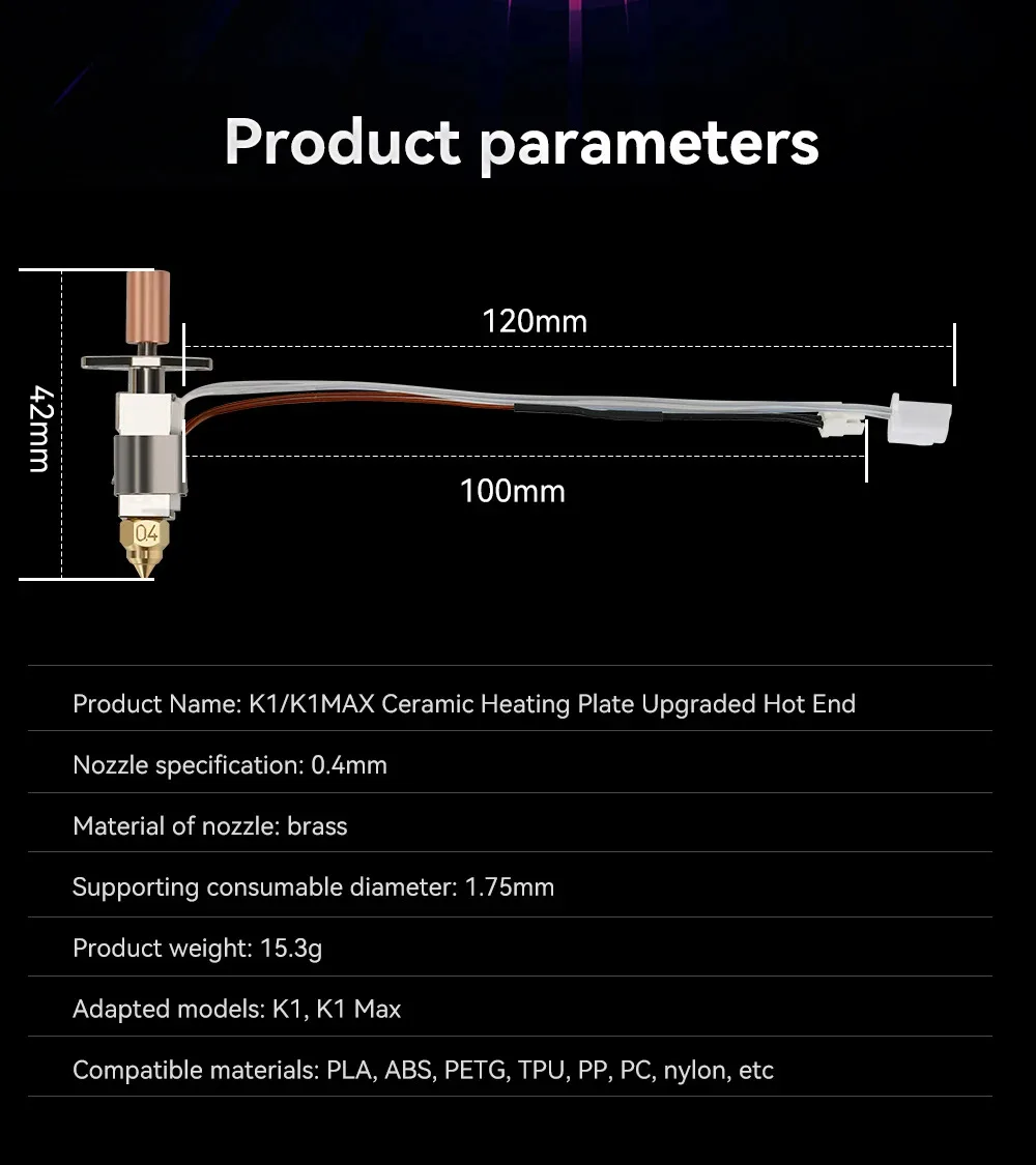 Aktualisiertes Hotend-Kit Bi-Metal K1 HOTEND für Creality K1/K1 MAX Keramik-Heizblock-Kit 550 ° C-Extruder für Creality K1 3D-Drucker – Detail 7