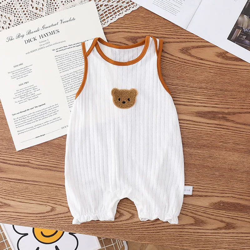 2023 Herbst Baby Stram pler niedlichen Bären einteiligen Body für Mädchen Jungen lange ärmellose Baby Overall Baumwolle Neugeborenen Kleidung 0-2t