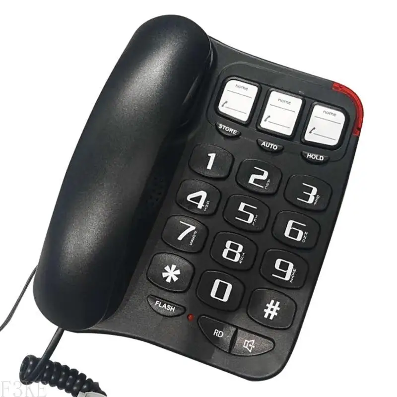 F3KE Big Button Landline Phone Desktop Telephone Loud Ringtone Fixed Home Phone for Elderly and Visually Impaired