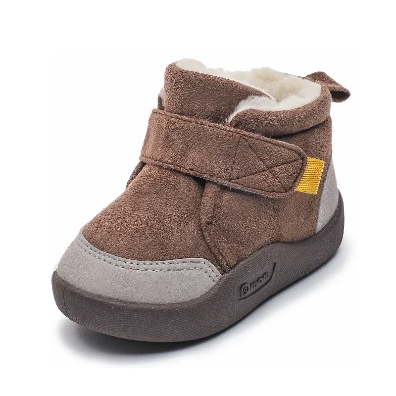 Botas de nieve de felpa para niños pequeños, zapatos antideslizantes de fondo suave, cálidos para exteriores, Invierno