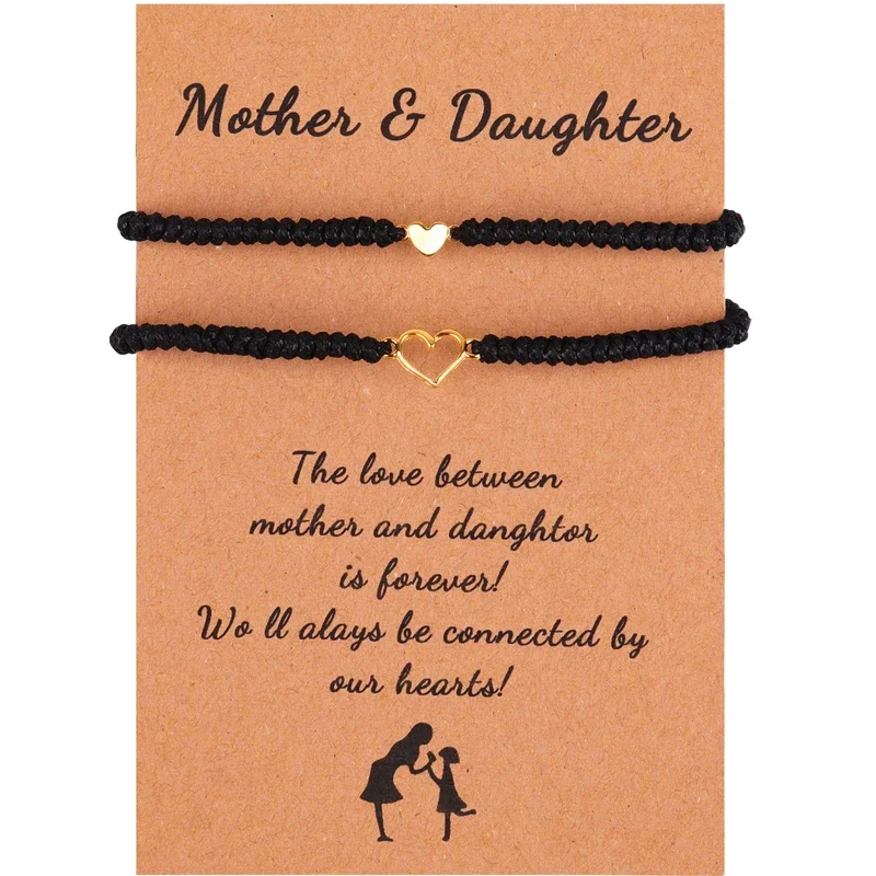 Geschenke für Mutter, Tochter, Herz, passende Armbänder, geflochtenes Seilarmband für Mutter, Tochter, Armbänder, Set für 2, Weihnachtsgeschenke