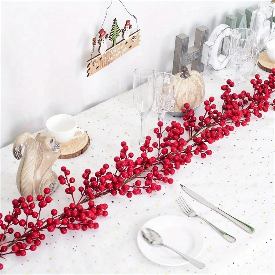 Artificial Red Berry Rattan Hanging Christmas Decoration Red Berry Decor For Home Fireplace Festivals Parties and Home Decor