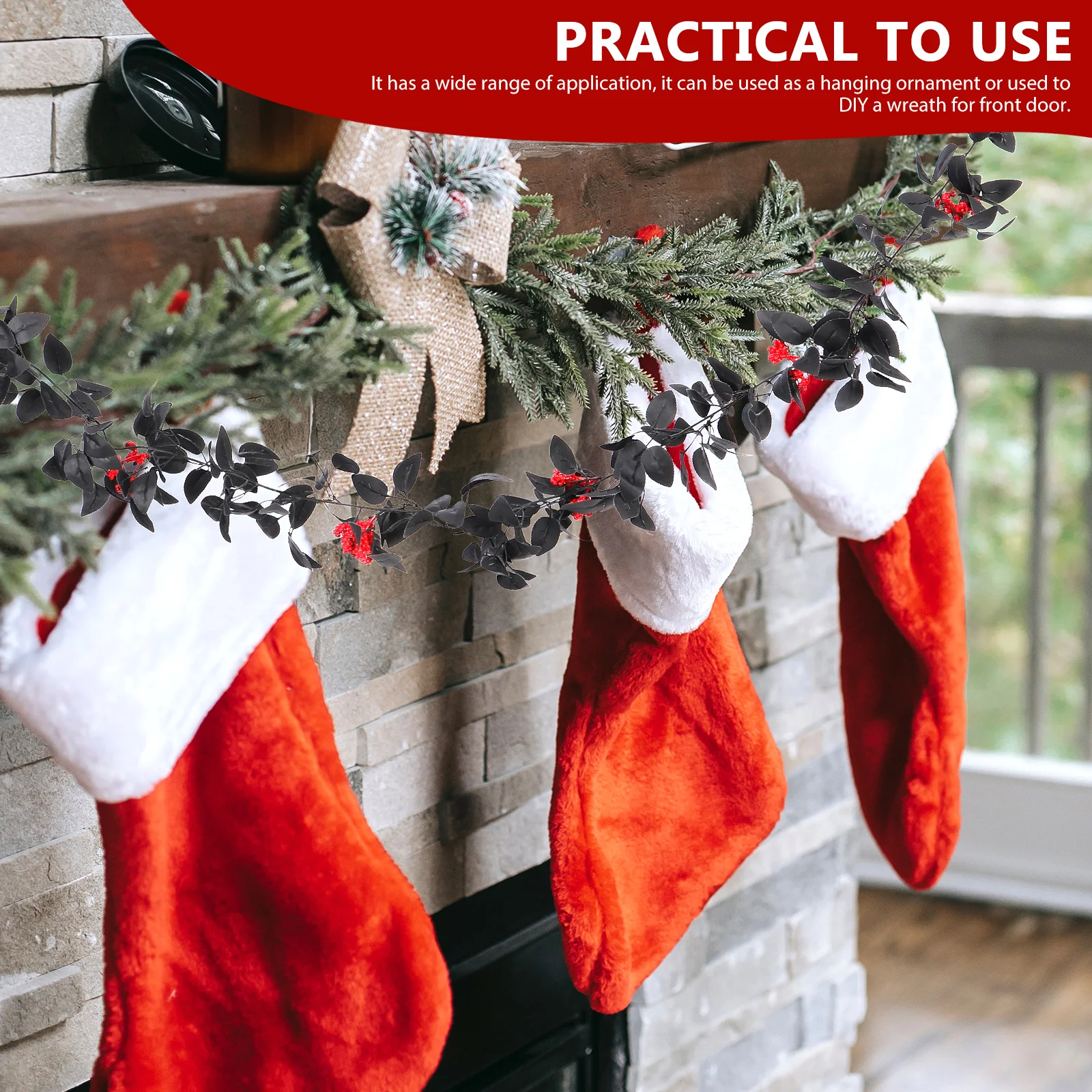 

Outdoor Christmas Decoration Simulated Color Ball Artificial Berry Garland Festive Hanging Carpet Black Decorations Baby