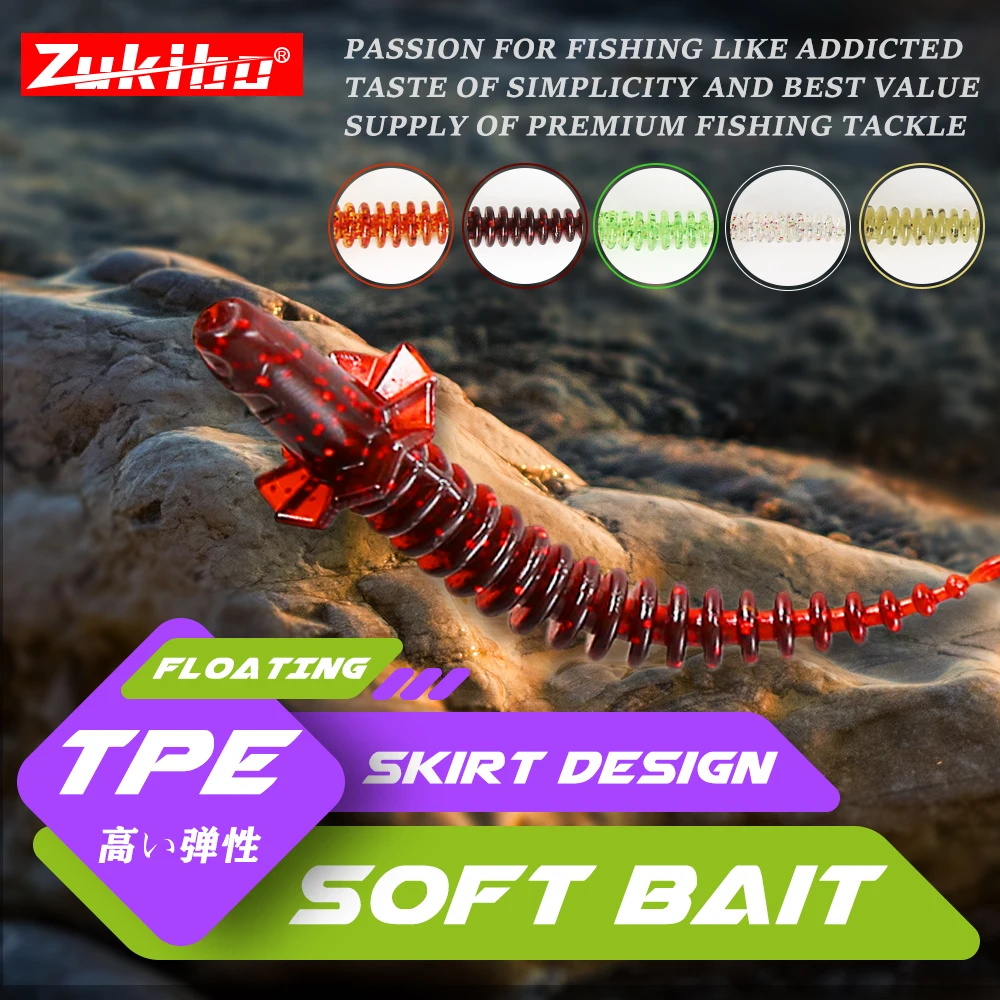 ZUKIBO14pcs/ Bag Apron Needle Tail Swing Bait Floating Bait 50/65/75mm Soft Bait Silicone Shaker Bass Carp leurres Souples tool