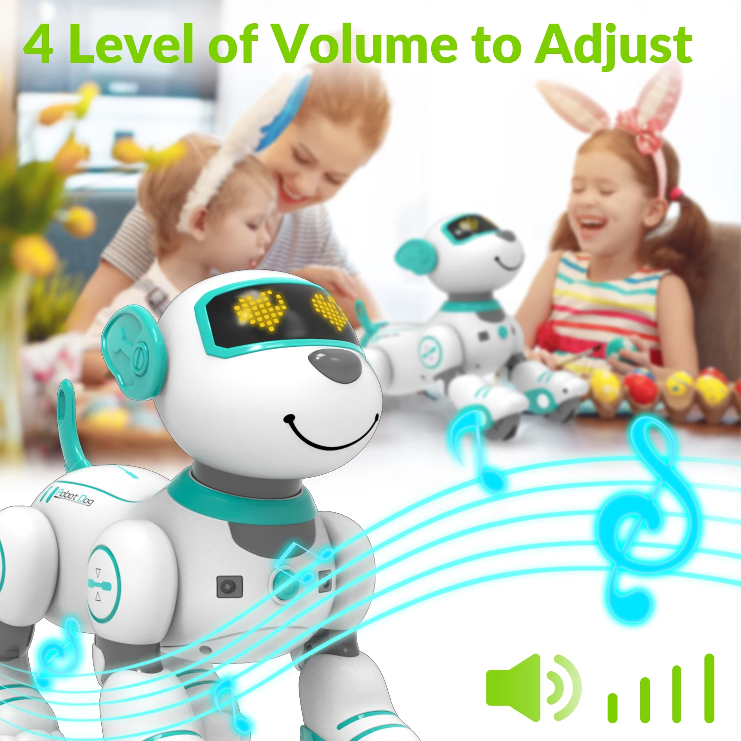 STEMTRON Giocattolo per cani robot telecomandato per bambini Cucciolo robotico programmabile Regalo per cani robotici interattivi Funzione Follow & Touch