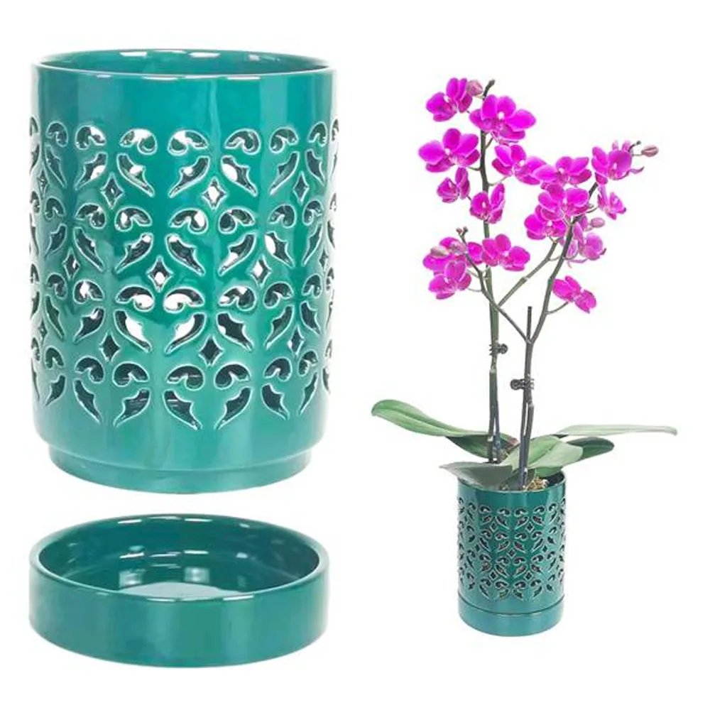 Vasi per orchidee con fori, vaso per orchidee in ceramica da 4 pollici per rinvasatura, vaso per fioriera Indoor Outdoor, traspirante