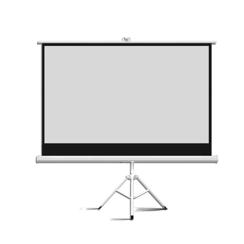 100-Inch 16:9/4:3 Portable Floor Tripod Projector Screen Manual Pull-up Self-Locking Projection Screen for Office or Home