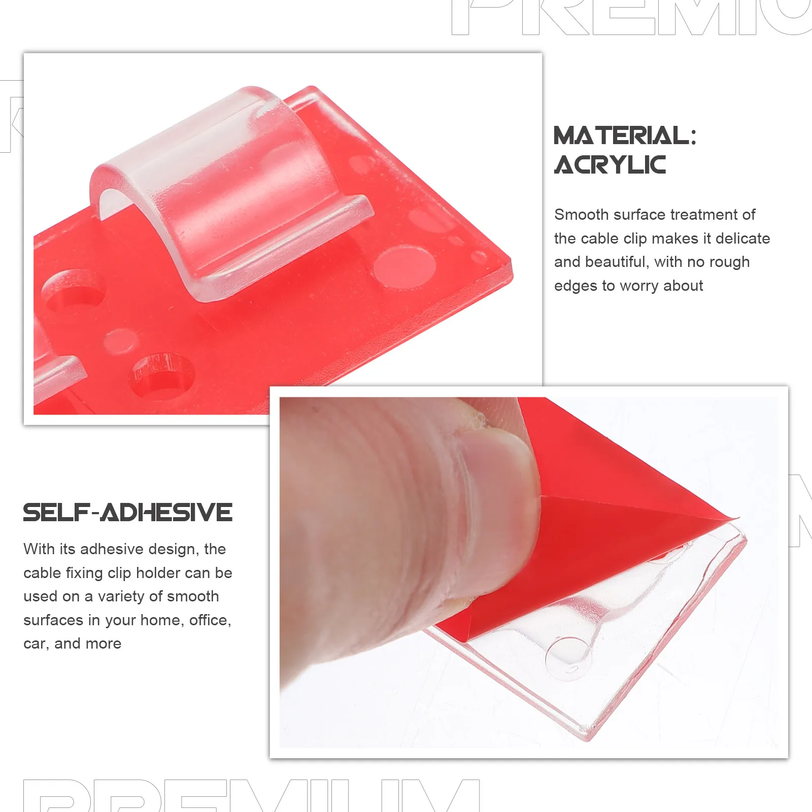 25Pcs Acrylic Adhesive Cable Clips Cord Organizer for Office Home Kitchen Car Light Strip USB Charger Wires Smooth Edge Design