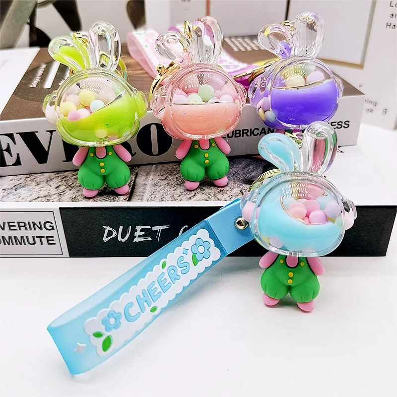 Spot Cute Rabbit Doll Doll Men and Women Fashion Ornament Cartoon Hanging Ornaments Pendant Quicksand Bottle Oil Keychain