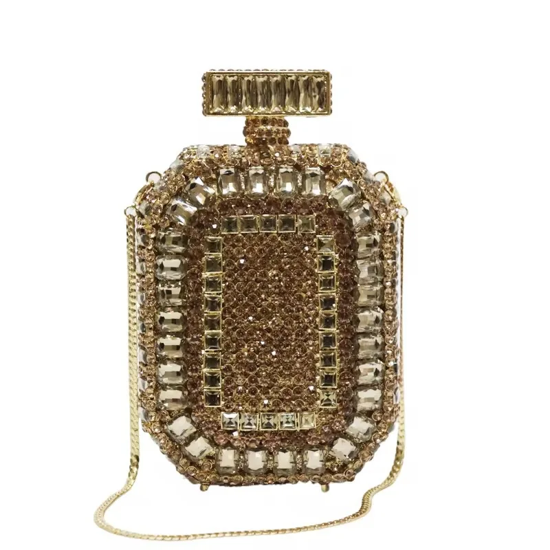 Rhinestone Evening Perfume Bottle With Diamonds Dinner Bag Banquet Handbag Hollow Diamond Bag Light Luxury Style Evening Clutch