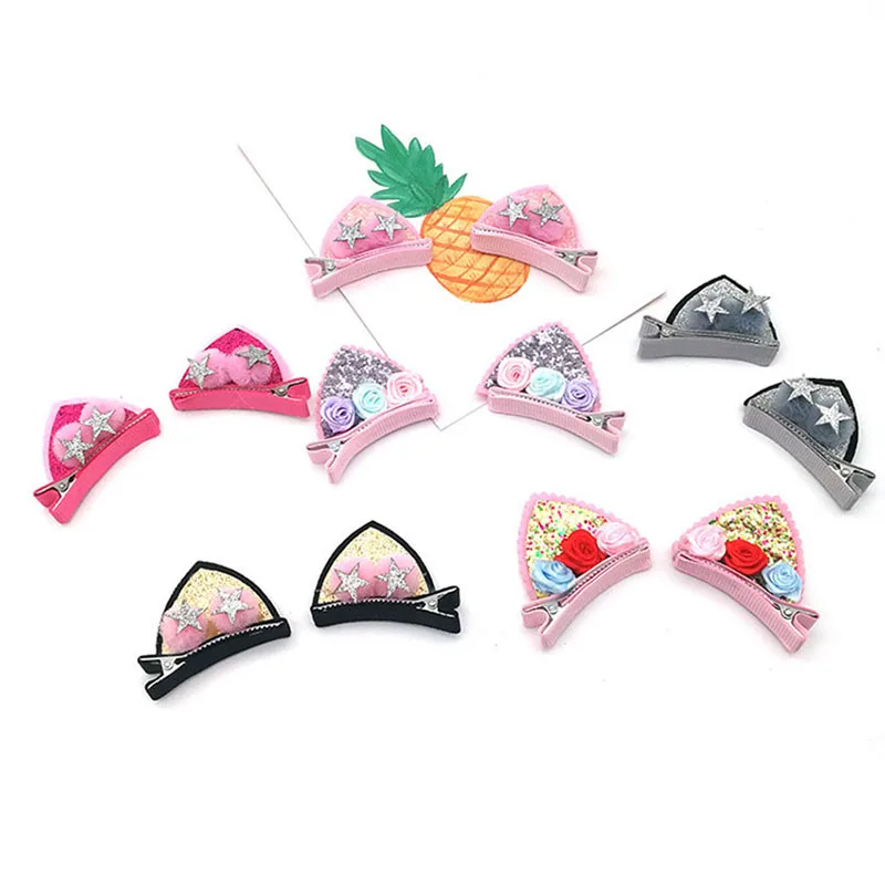 2 قطعة/المجموعة الكرتون القط آذان إكسسوارات الشعر دبوس المشابك لطيف الأطفال مقاطع الشعر Hairgrips غطاء الرأس الاطفال حلية شعر