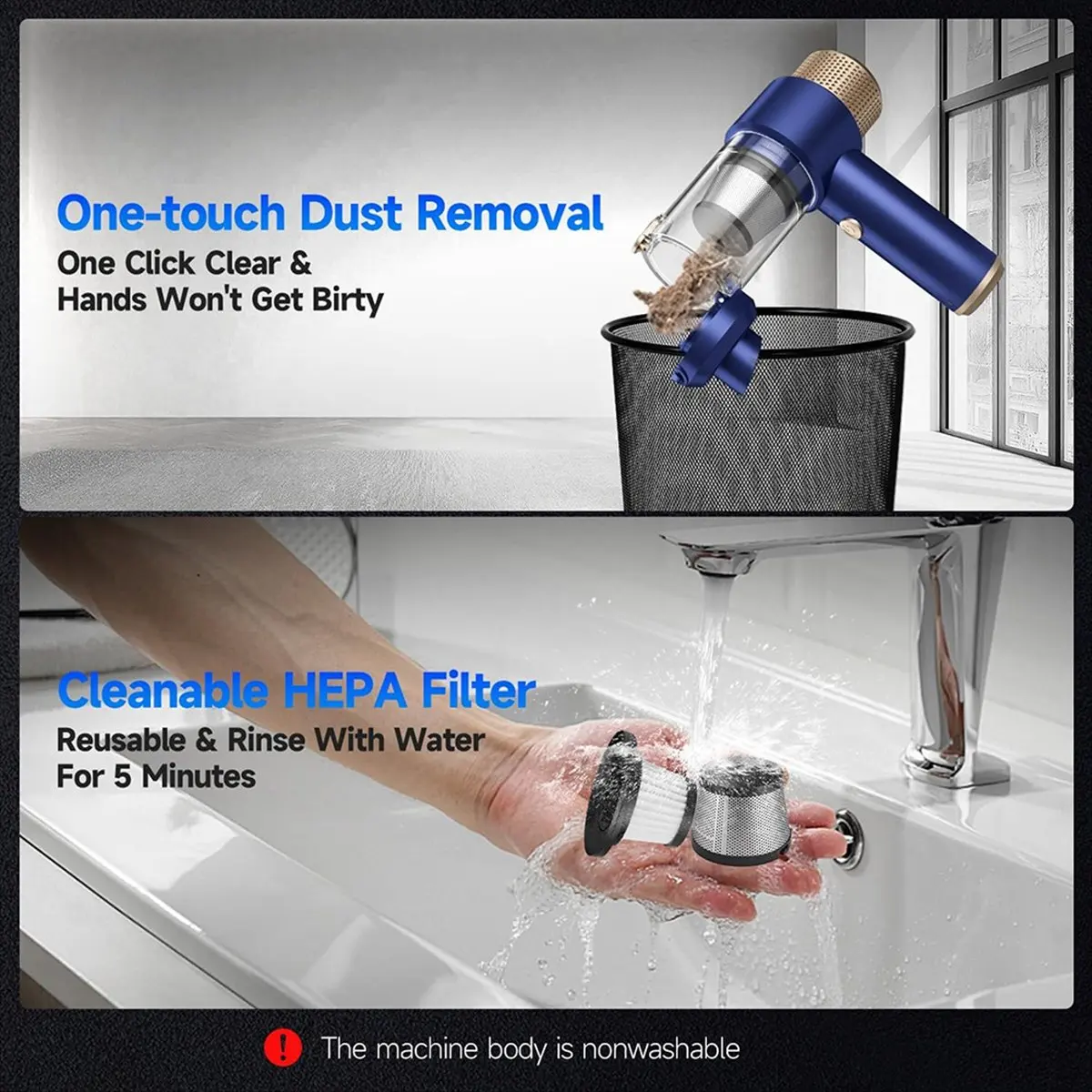 (AD11] Handheld Car Vacuum Cleaner, Car Vacuum Portable Cordless,Multi-Nozzles, High Power Hand Held Vacuum, Home, Pet,