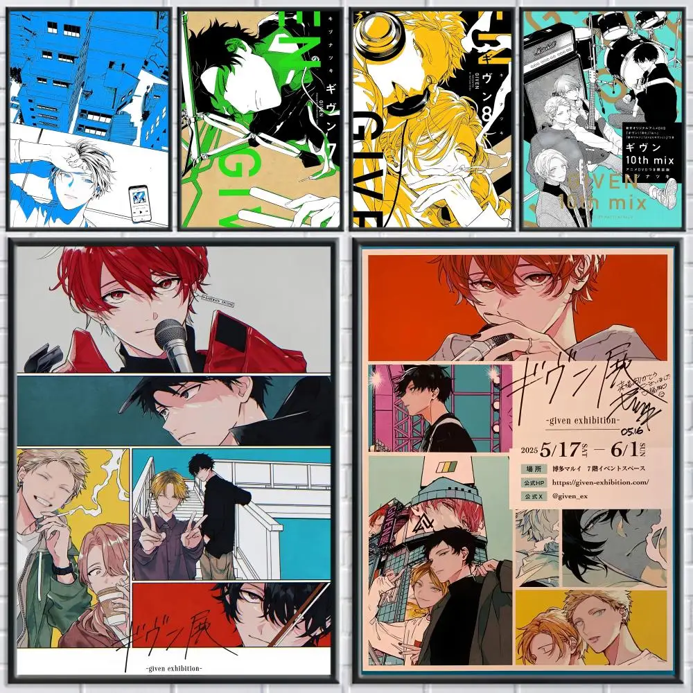 

G-Given Anime Love Retro Poster Home Living Bed Room Bar Hallway Sticky Wall Art Printing Waterproof Aesthetic Decor