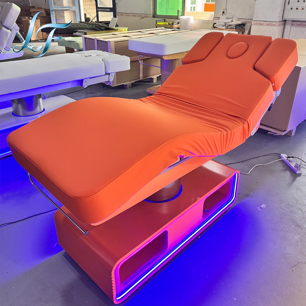 Wholesale Luxury White Salon Furniture Equipment Electric Beauty Spa Facia Bed Massage Table Curved Lash Bed