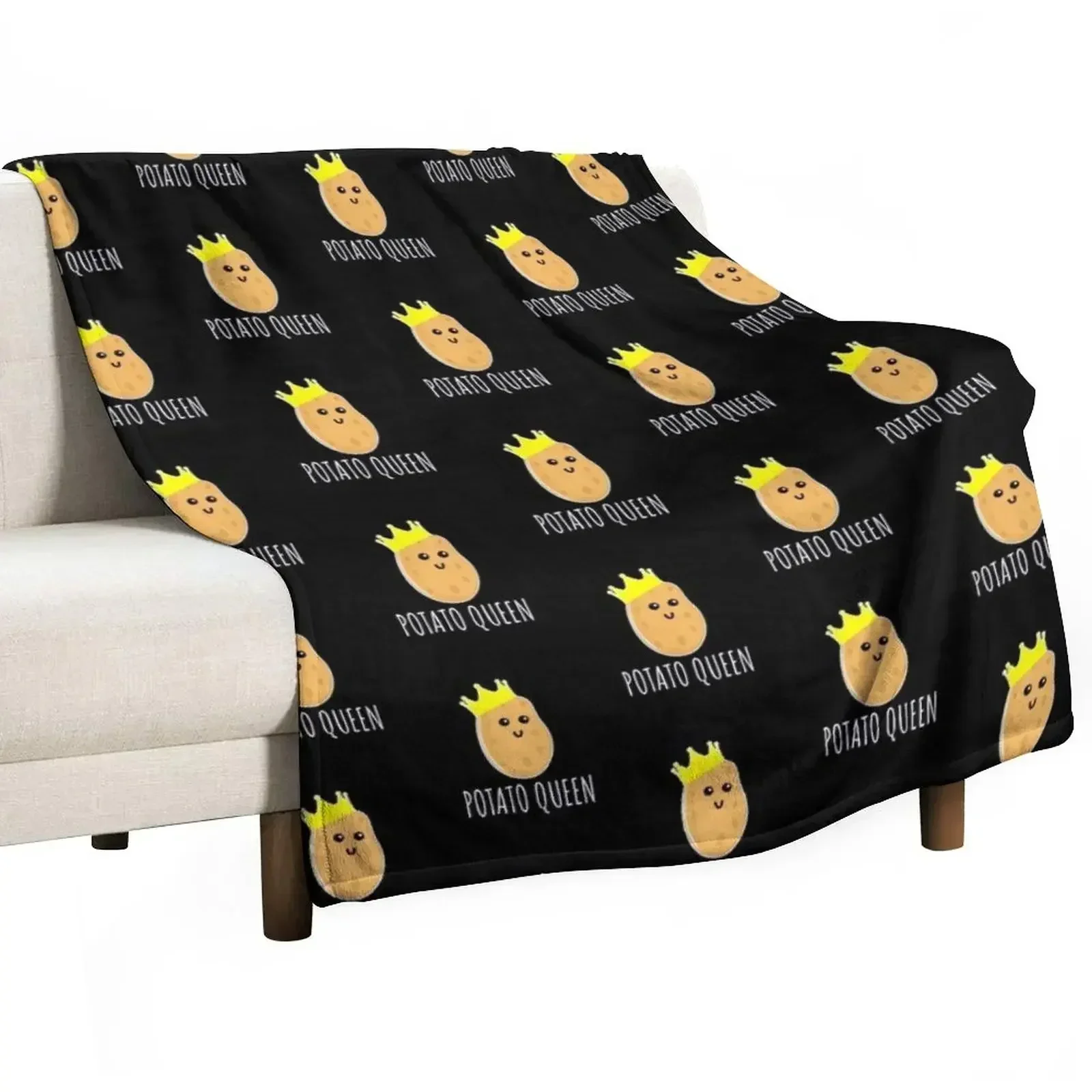Potato Queen - Funny Potato Gift Throw Blanket For Decorative Sofa Luxury Throw Hairy Flannel Fabric Luxury for winter Blankets