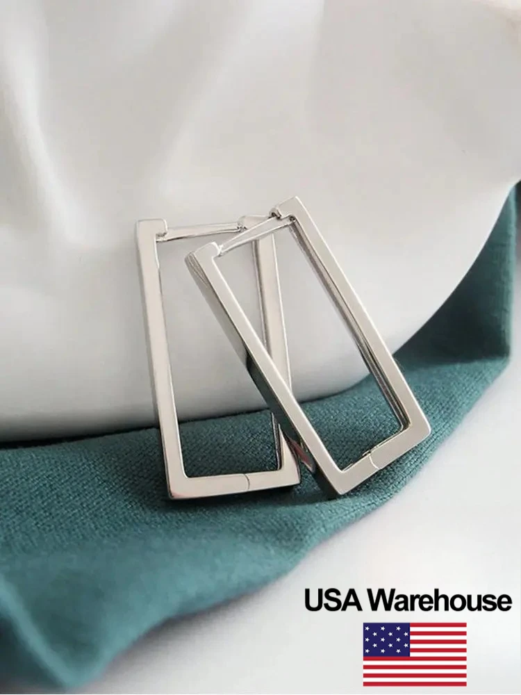 925 فضة موضة بسيطة الهندسة ساحة هوب القرط للنساء المشاركة الزفاف الفاخرة عالية الجودة غرامة مجوهرات