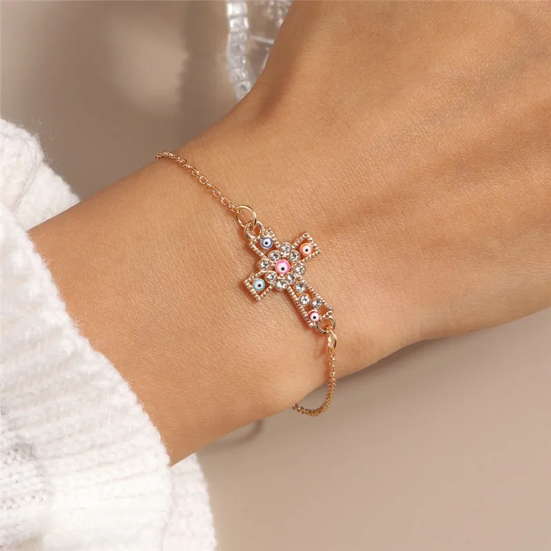 Aihua Bohemia Hamsa Hand Kreuz Armband für Frauen Herz Stern Rose Charm Armband Damen Boho Schmuck neu in Armband Geschenke – Detail 10