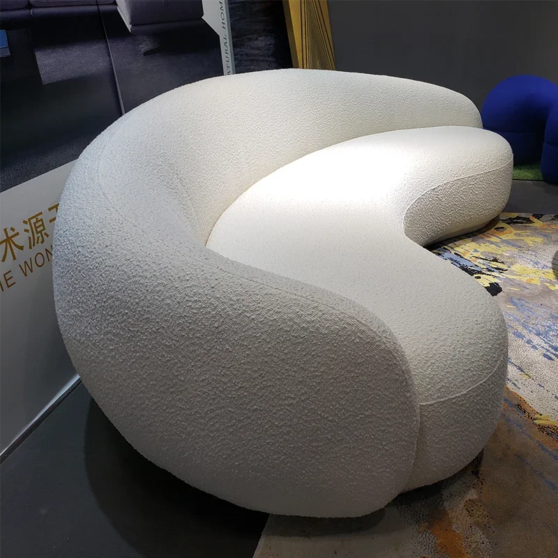 

White fabric velvet sofas living room furniture European style Leather Set Modern Curved Sofa