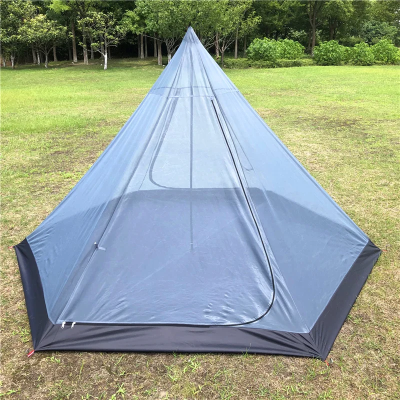 Ultralight Mesh Inner Tent for Big Hexagon Pyramid Tent Outdoor Mosquito Net 210D Oxford Summer Tent Height 160cm Diagonal 320cm