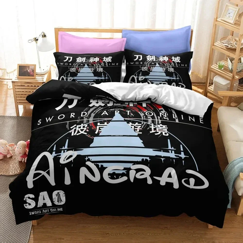 

3PCS Single-sided Anime Sword Art Printed Comforter Bedding Sets Comfortable Bedspreads Comforter Duvet Bedding Birthday Gift