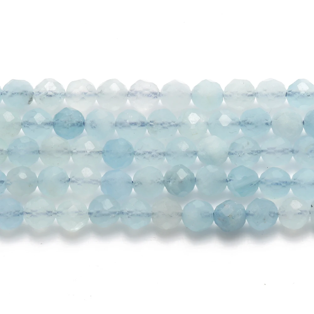 AA Natural Faceted Blue Aquamarines Stone Bead Tiny Loose Gem Beads for Jewelry Making DIY Bracelet Earrings Accessories 2 3 4mm