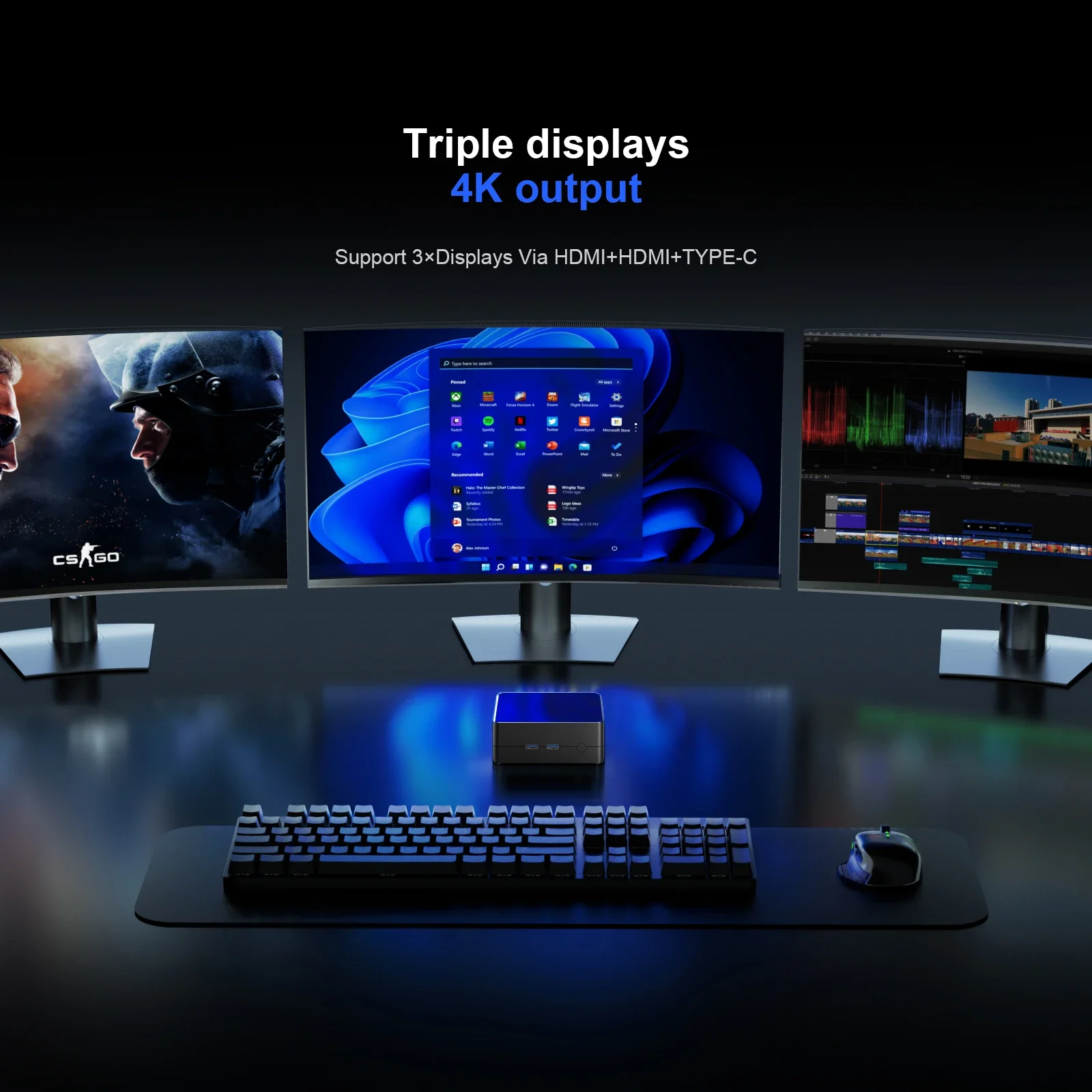 Chatreey  AN2C Mini PC R5 3550H Gaming Desktop Computer NVME SSD WIFI5 HD Windows 11 Pro