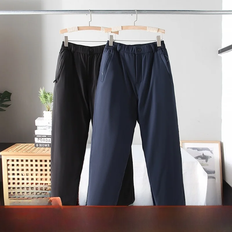 

Thiened Fce зимние уличные мужские длинные брюки, хлопковые брюки, ветрозащитные теплые прямые брюки с подкладкой до колена, повседневные молодежные брюки